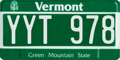 VT license plate YYT978