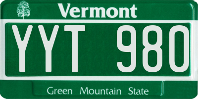 VT license plate YYT980