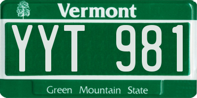 VT license plate YYT981