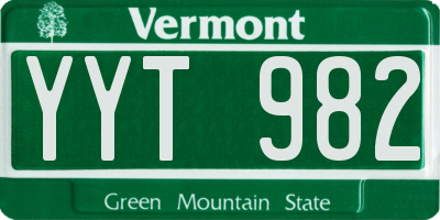 VT license plate YYT982