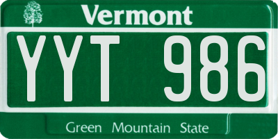 VT license plate YYT986