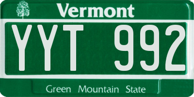 VT license plate YYT992