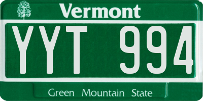 VT license plate YYT994