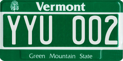VT license plate YYU002