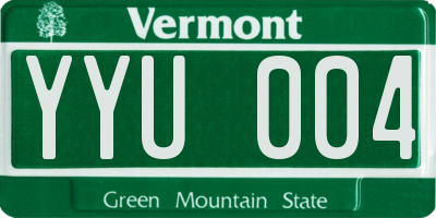 VT license plate YYU004