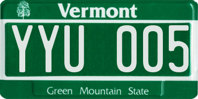 VT license plate YYU005