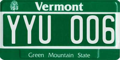 VT license plate YYU006