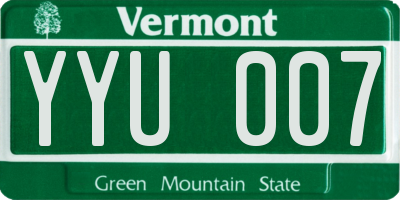 VT license plate YYU007