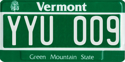 VT license plate YYU009
