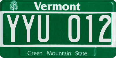 VT license plate YYU012