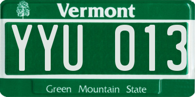 VT license plate YYU013