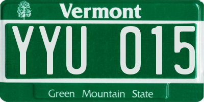 VT license plate YYU015