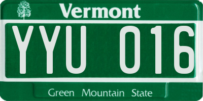 VT license plate YYU016