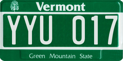 VT license plate YYU017