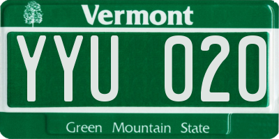 VT license plate YYU020