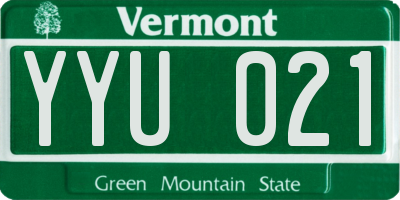 VT license plate YYU021