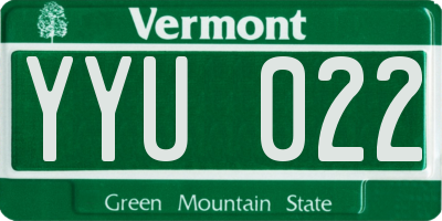 VT license plate YYU022