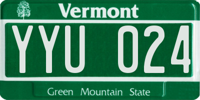 VT license plate YYU024