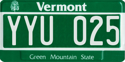 VT license plate YYU025