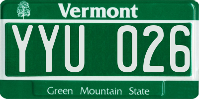VT license plate YYU026