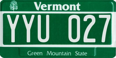 VT license plate YYU027