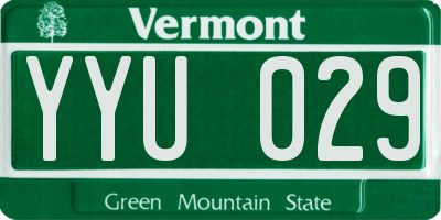 VT license plate YYU029