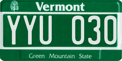 VT license plate YYU030