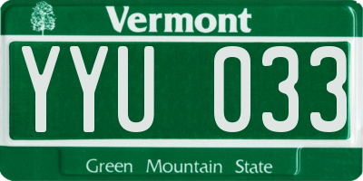 VT license plate YYU033