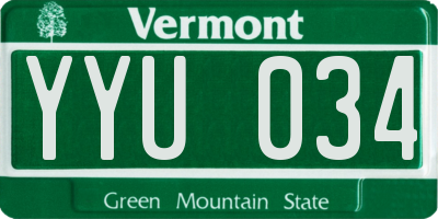 VT license plate YYU034