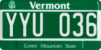 VT license plate YYU036