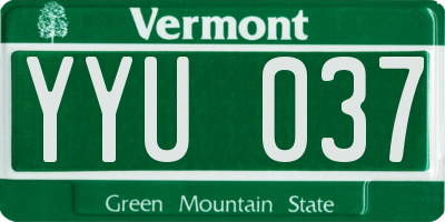 VT license plate YYU037