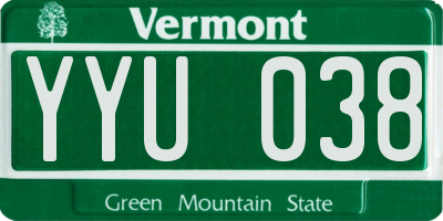 VT license plate YYU038