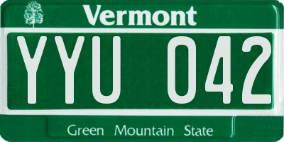 VT license plate YYU042