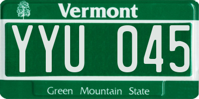 VT license plate YYU045