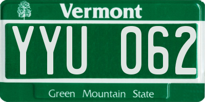 VT license plate YYU062