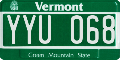 VT license plate YYU068