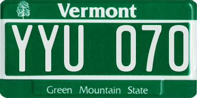 VT license plate YYU070