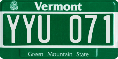 VT license plate YYU071