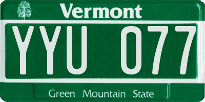 VT license plate YYU077