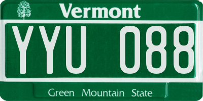 VT license plate YYU088