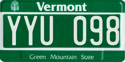 VT license plate YYU098