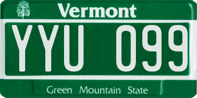 VT license plate YYU099