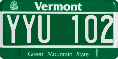 VT license plate YYU102