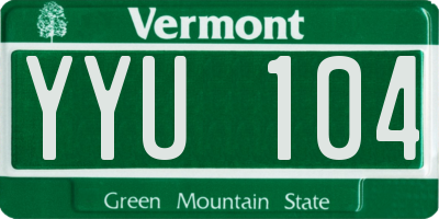 VT license plate YYU104