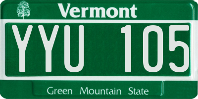 VT license plate YYU105