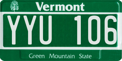 VT license plate YYU106