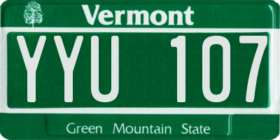 VT license plate YYU107