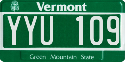 VT license plate YYU109