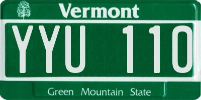 VT license plate YYU110