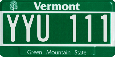 VT license plate YYU111
